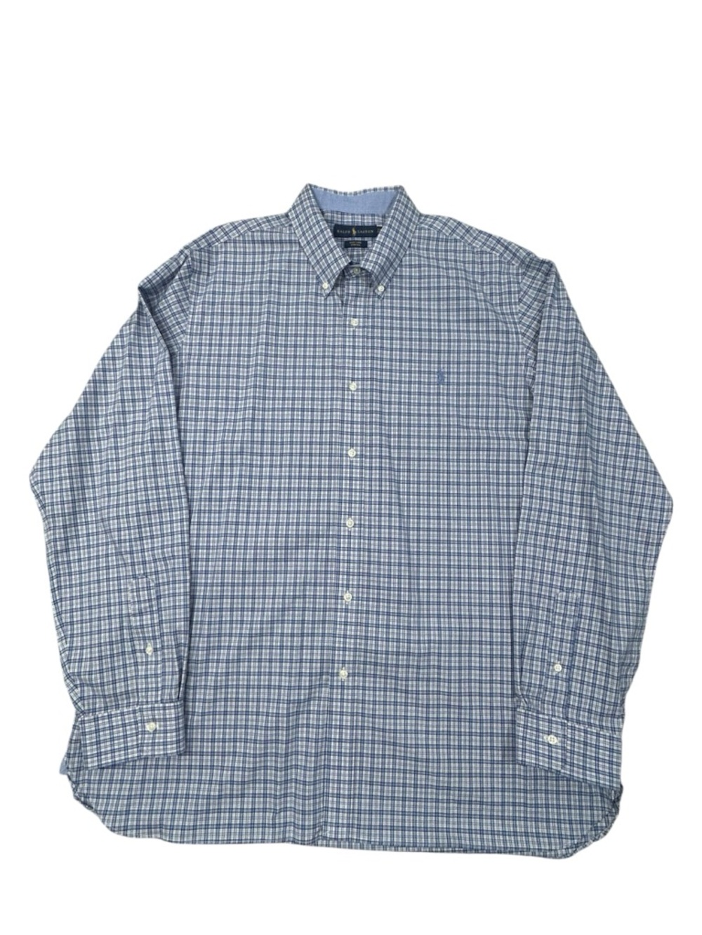 Ralph Lauren Easy Care Men’s Stretch Blue Plaid Button Down Shirt XXL Casual - Picture 4 of 9